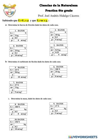 Practica calculo de fricción