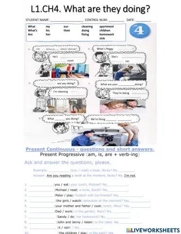 L1A.CH4.Pg 21. What are they doing. Present Continuous