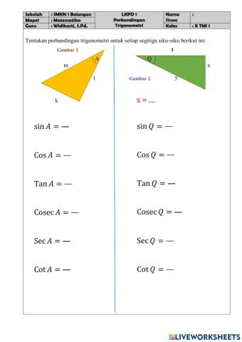Penilaian Perbandingan Trigonometri