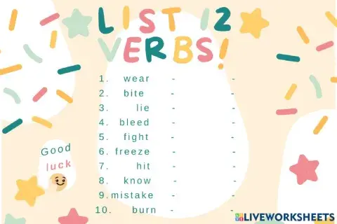 Irregular verbs, list 12