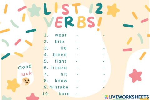 Irregular verbs, list 12