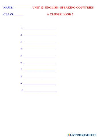 English 7 unit 12 a closer look 2