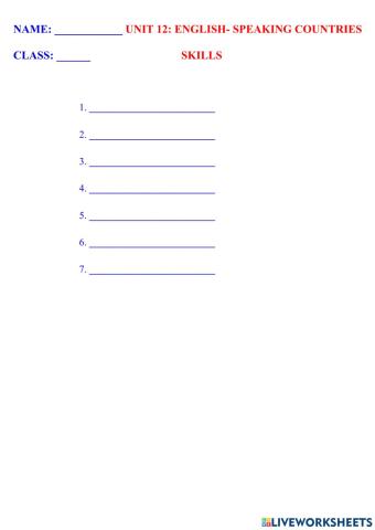 English 7 unit 12 skills