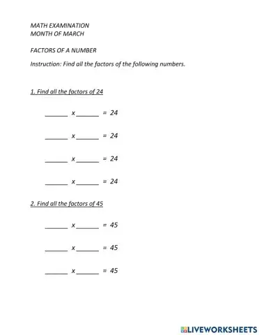 Factors of numbers