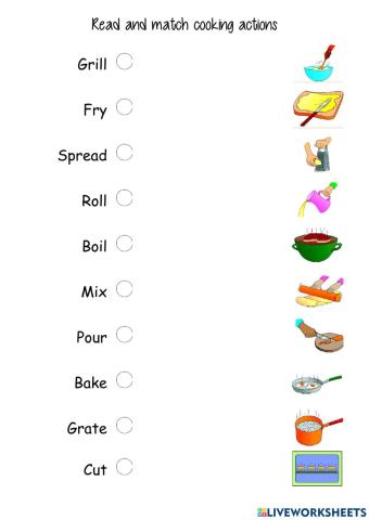 Read and match cooking actions 1
