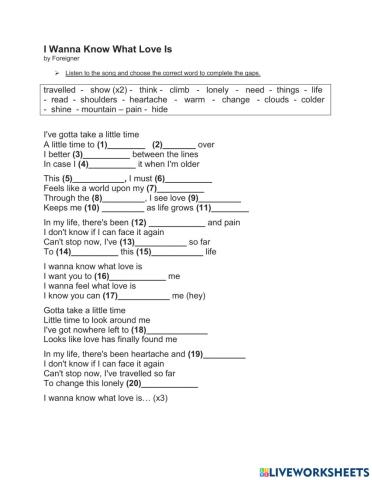 I wanna know what love is lyrics