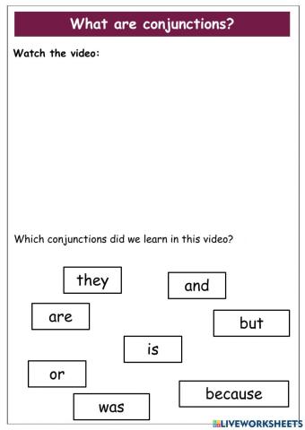 Conjunctions - and, or, but, because