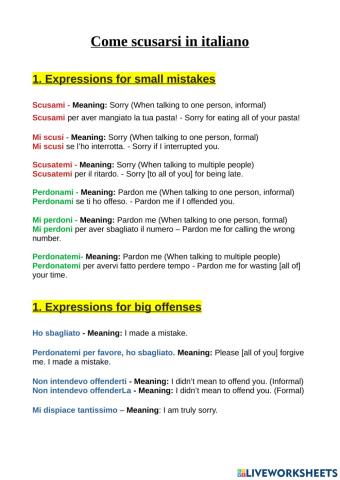 Come scusarsi in italiano - espressioni