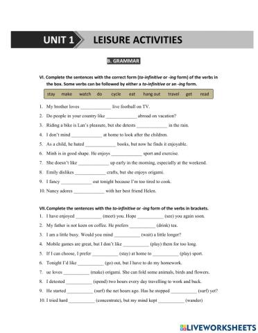 G8 U1 MLH Verb-ing or to Verb