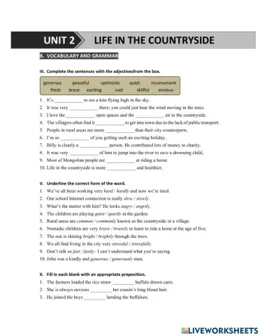 G8 U2 MLH Adj - Adv & Preposition