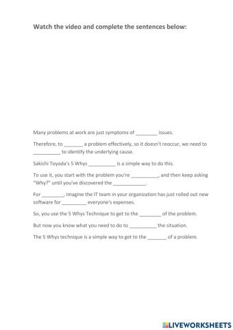 Exercise based on the video -5 why's technique'