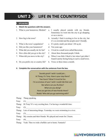 G8 U2 MLH Speaking, Reading & Writing