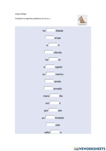 As palabras con b e  v