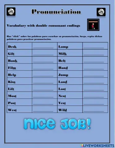 Pronunciation of double consonant endings