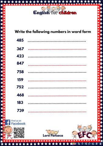 Cardinal numbers 3 digits efc lore fonseca