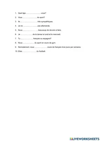 Les verbes être, avoir et faire