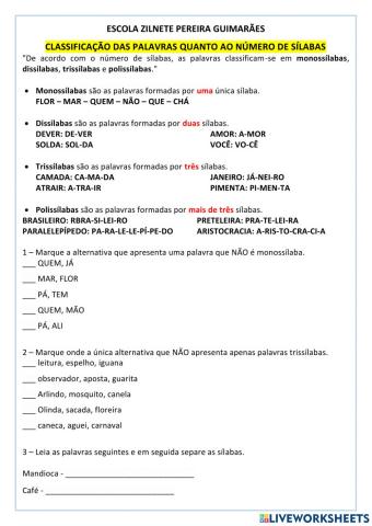 Classificação e encontro vocálico