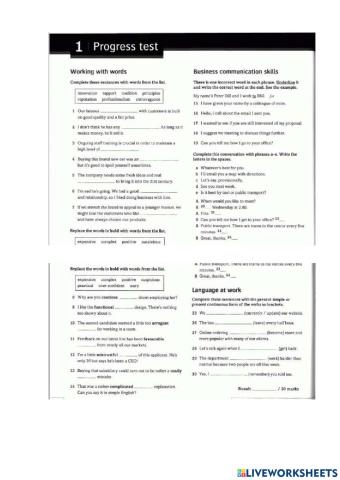 Progress test 1 upper