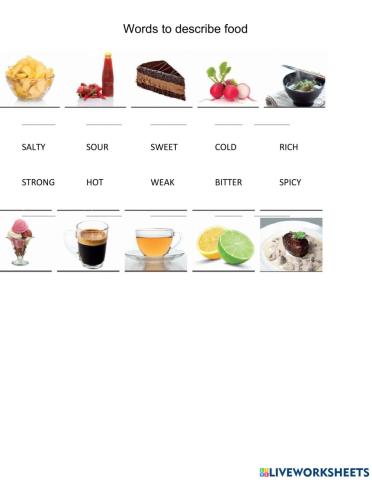 Words to describe food