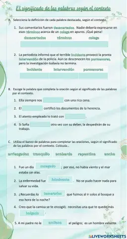 El significado de las palabras por el contexto