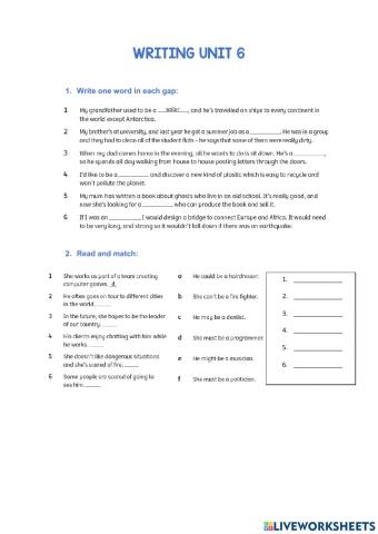Writing unit 6 sexto 2