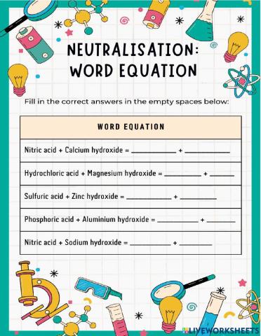 Neutralisation Word Equation