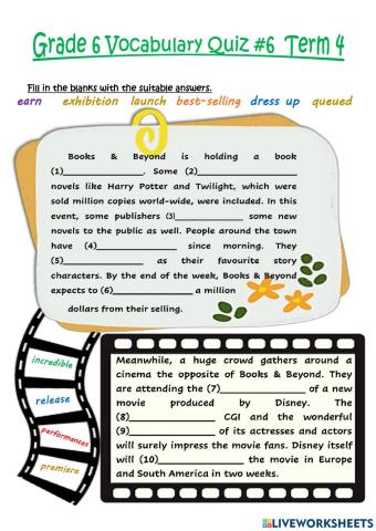 Grade 6 Vocabulary Quiz-6 term 4