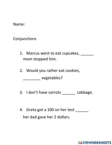 Conjunctions grade 3