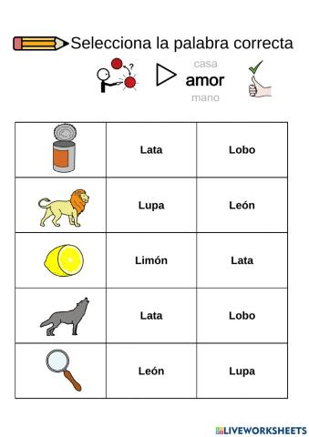 Selecciona la palabra correcta