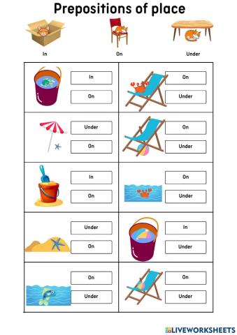 Prepositions of place- choose the correct option
