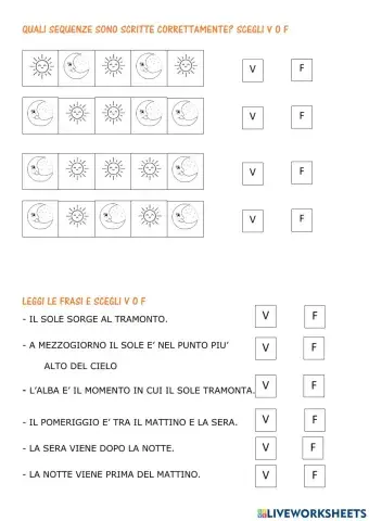 Alternanza notte e dì - parti della giornata