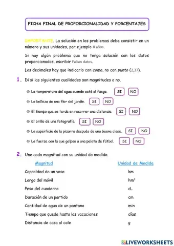 Proporcionalidad y porcentajes