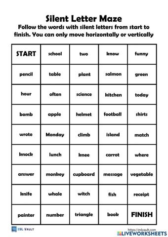 Silent Letters MAZE