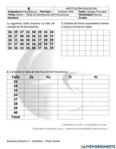 Examen Estadísticas 10th