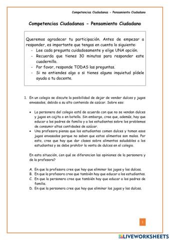 Prueba Diagnóstica - Competencias Ciudadanas