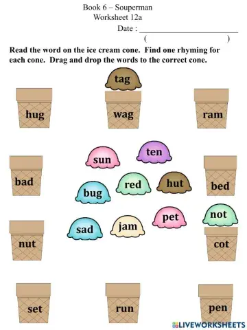 12a Rhyming Words Worksheet