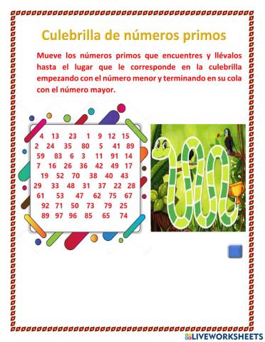 Culebrilla de números primos