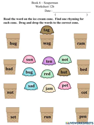 12b Rhyming Words Worksheet