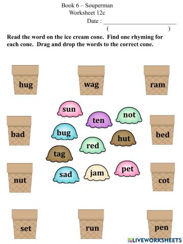 12c Rhyming Words Worksheet