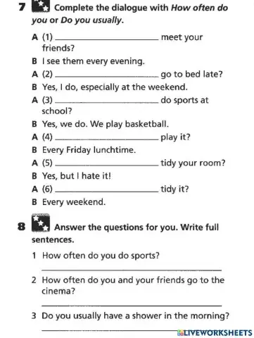 Adverbs of frequency: Writing Questions using How often do you - Do you usually by Teacher Kasim