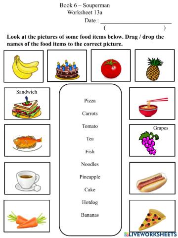 13a Food Vocabulary Worksheet