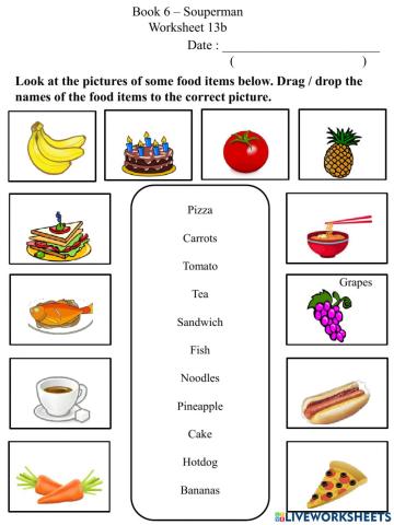 13b Food Vocabulary Worksheet