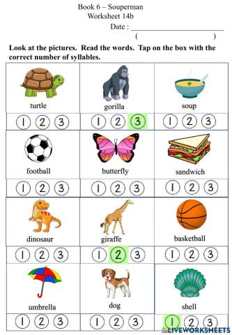 14b Syllables Worksheet