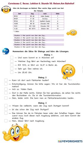 Cотнікова С. 9 Klasse. Lektion 6. Stunde 50. Reisen. Am Bahnhof