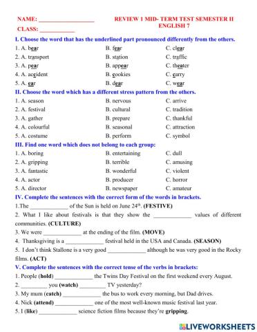 English 7 review units 7,8,9