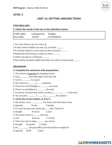 Prepare 2 - Unit 14.1 Around the town