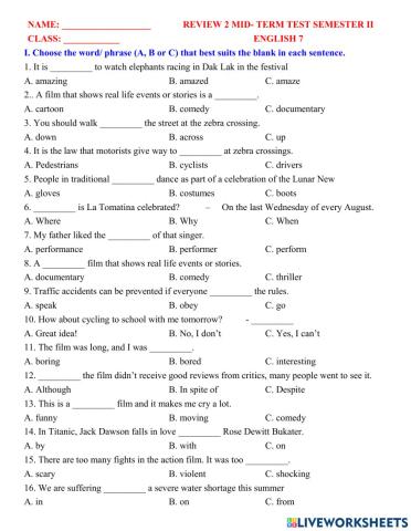 English 7 review units 7,8,9
