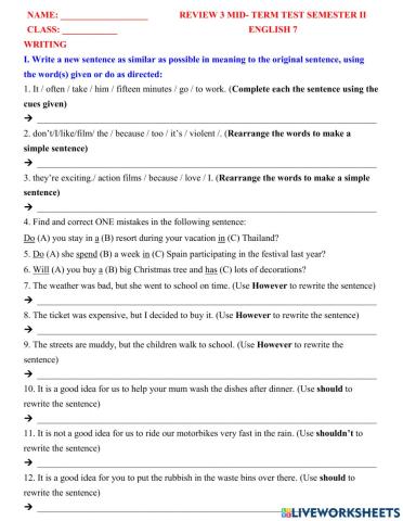 English 7 review units 7,8,9