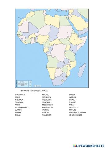 MAPA CAPITALES ÁFRICA