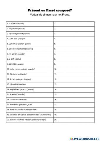 Présent ou passé composé (verbes -er)